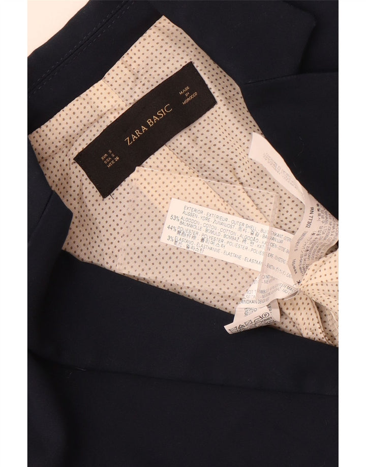 Jaqueta blazer feminina Zara com 1 botão Reino Unido 10 pequeno algodão azul marinho