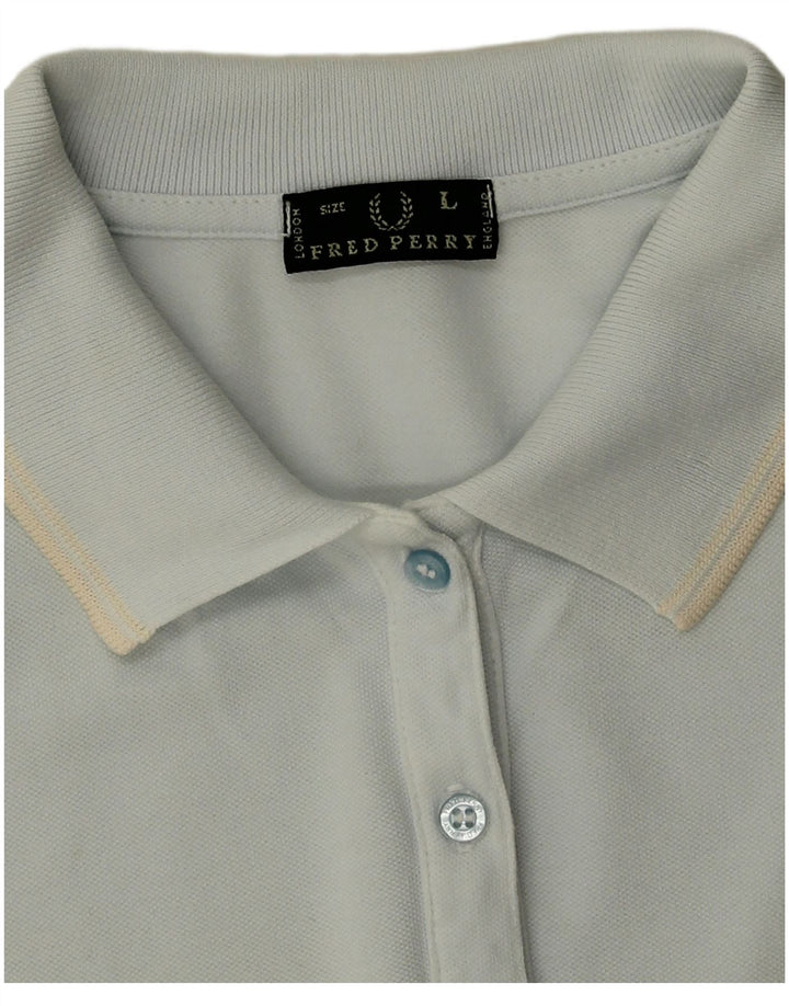 Camisa pólo feminina Fred Perry Reino Unido 16 grande algodão azul