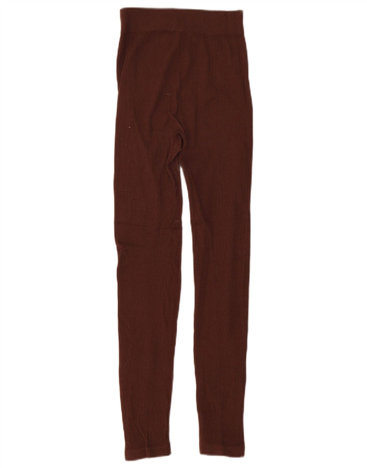 Zara Leggings Mulher UK 4 XS Marrom Nylon