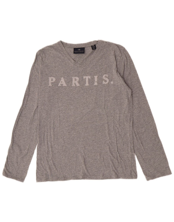 Scotch & Soda Boys Graphic Top manga comprida 13-14 anos algodão manchado cinza