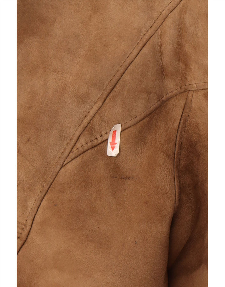 Jaqueta feminina vintage de shearling de grandes dimensões IT 48 XL marrom shearling