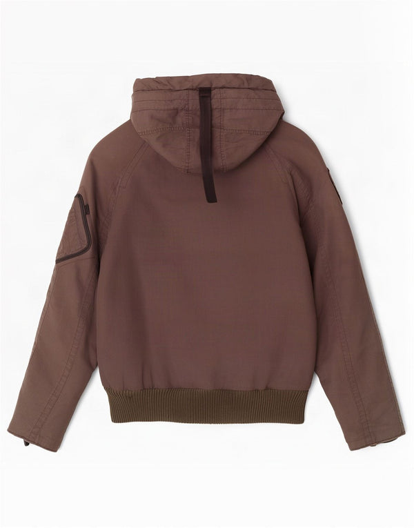 Jaqueta masculina acolchoada com capuz Blauer UK 36 pequena poliamida marrom