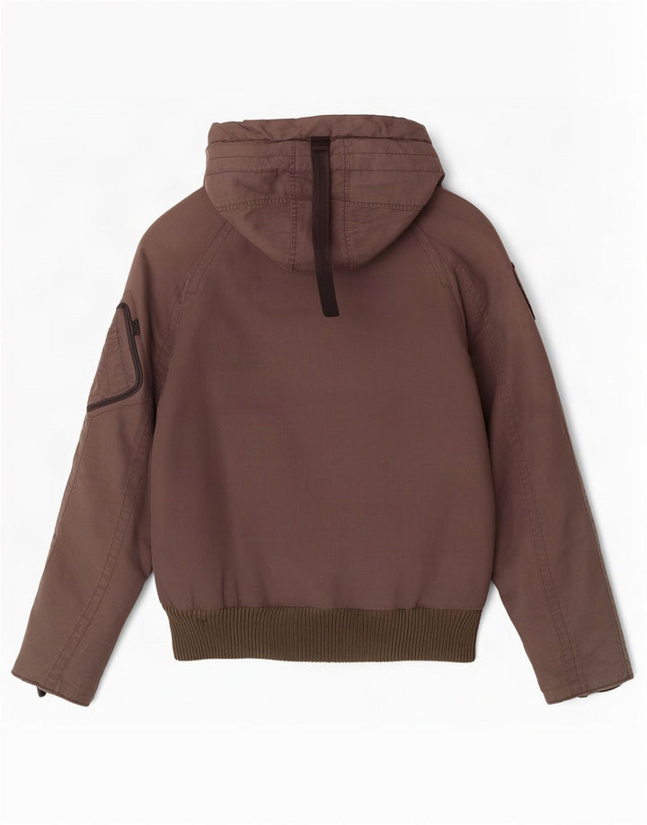 Jaqueta masculina acolchoada com capuz Blauer UK 36 pequena poliamida marrom