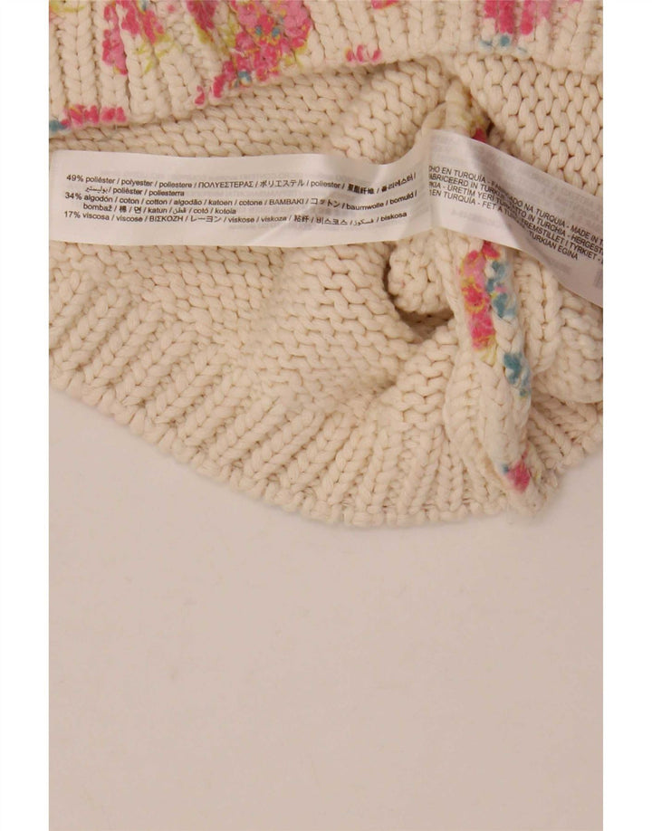 Zara Womens Crop Vest Tank Top UK 12 Médio Branco Floral Poliéster