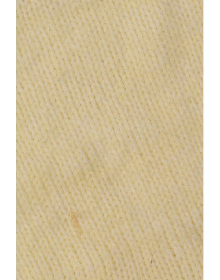 Suéter feminino vintage com gola redonda Reino Unido 14 amarelo médio