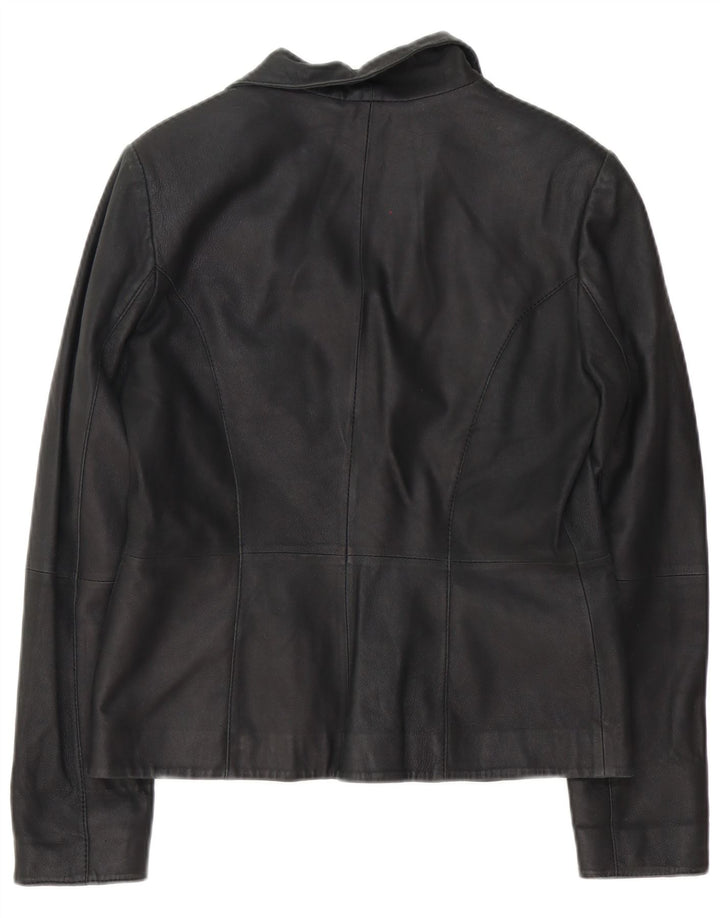 Jaqueta blazer feminina de couro com 2 botões Zara Reino Unido 16 grande preta