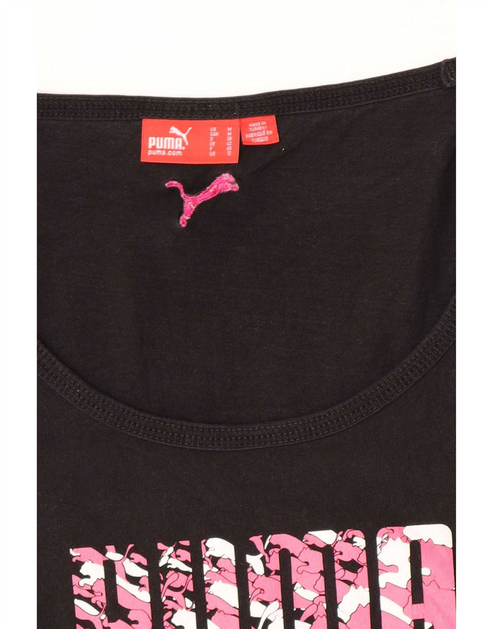 Puma Mulher Graphic Top Manga Longa UK 12 Médio Preto