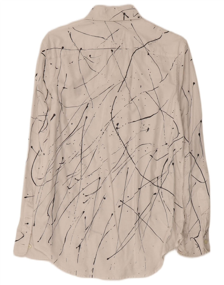 Camisa feminina Ralph Lauren com estampa abstrata e ajuste relaxado EUA 6 médio branco