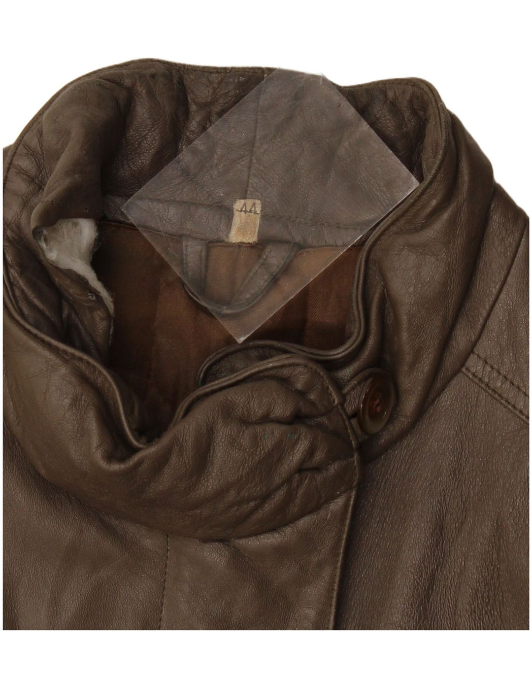 Jaqueta de couro feminina vintage IT 44 cinza médio