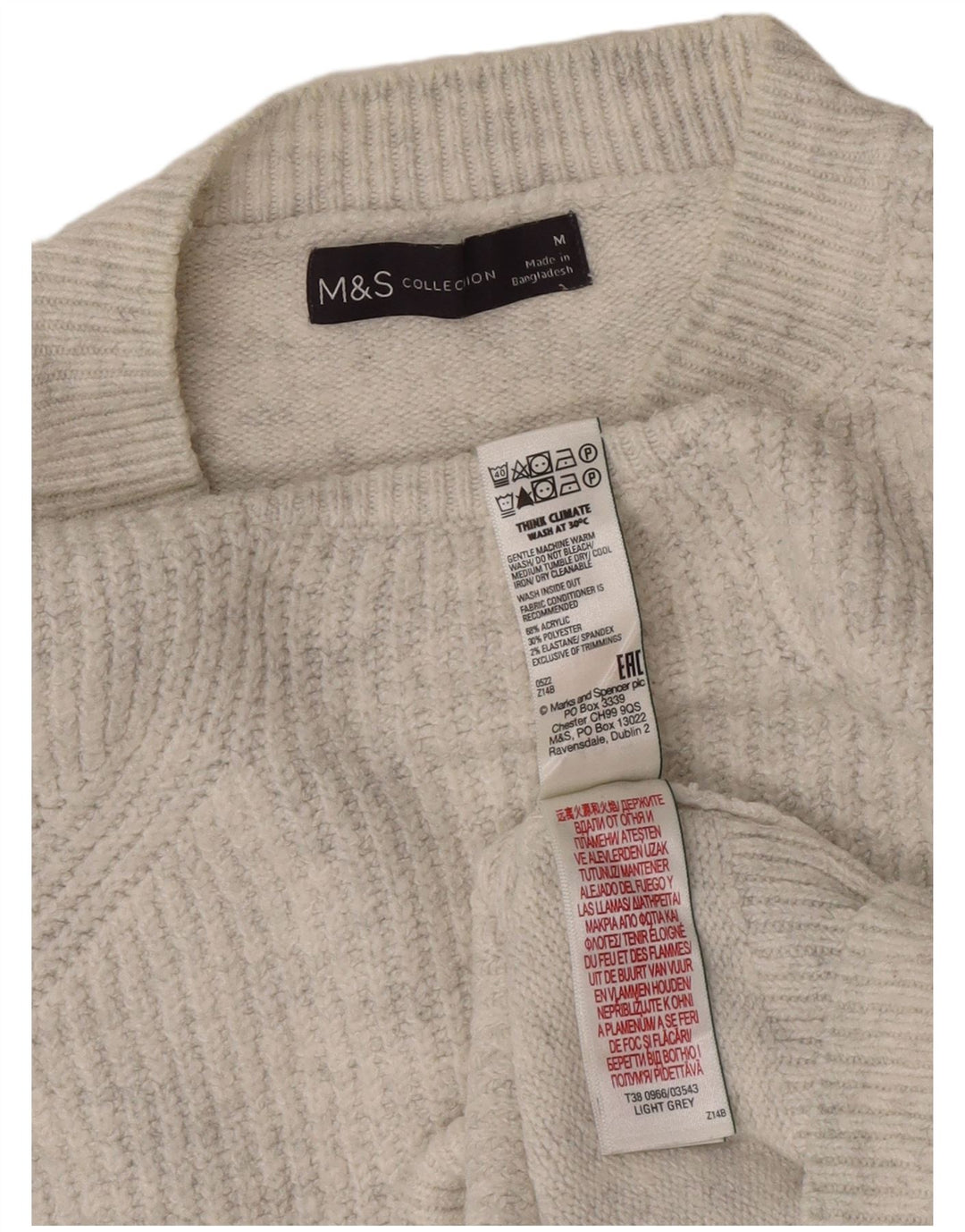 Suéter feminino Marks & Spencer com gola canoa Reino Unido 14 cinza médio manchado