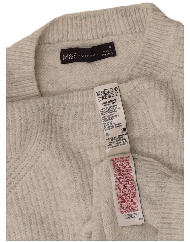 Suéter feminino Marks & Spencer com gola canoa Reino Unido 14 cinza médio manchado