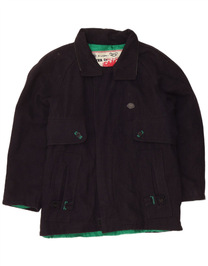 Jaqueta utilitária masculina vintage UK 40 grande azul marinho