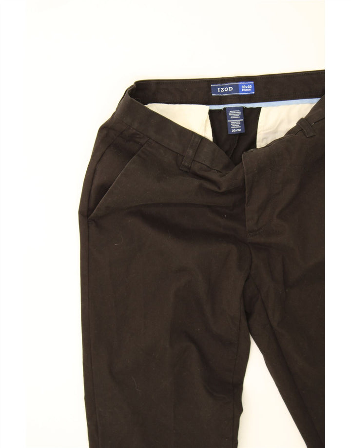 IZOD Mens Straight Chino Trousers W30 L30 Black Cotton Vintage Izod and Second-Hand Izod from Messina Hembry 