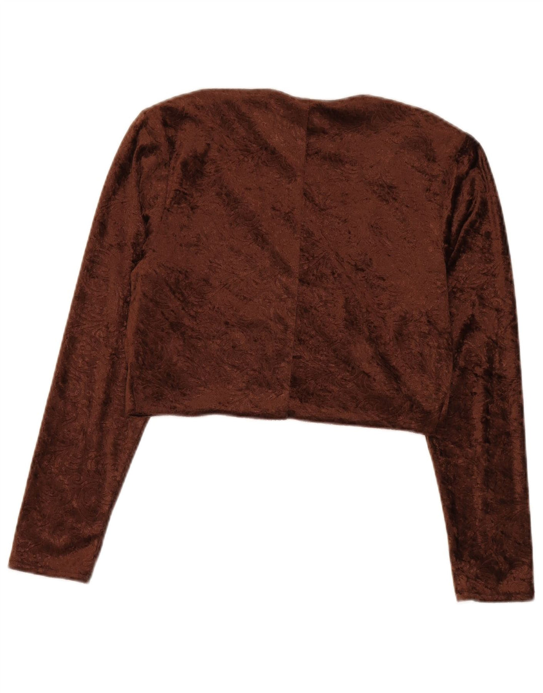 Conjunto de 2 peças de veludo feminino vintage Reino Unido 12 Paisley marrom médio