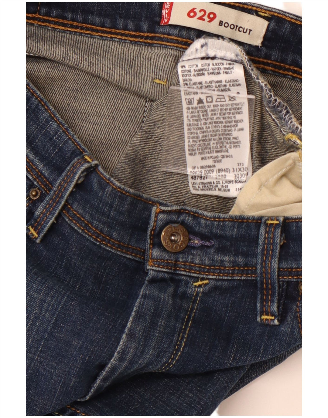 Calça jeans feminina LEVI'S 629 Bootcut W31 L30 azul marinho algodão