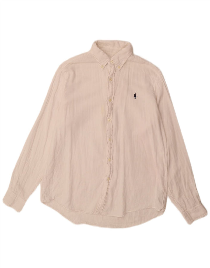 Camisa masculina Ralph Lauren de ajuste personalizado grande algodão branco