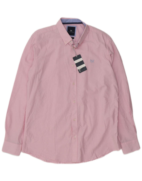 Crew Clothing Mens Camisa Slim Fit Grande Algodão Rosa