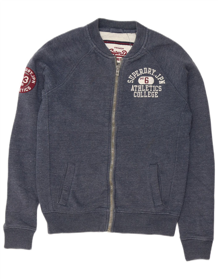 Superdry Mens Graphic Tracksuit Top Jacket Médio Azul Marinho Salpicado de Algodão