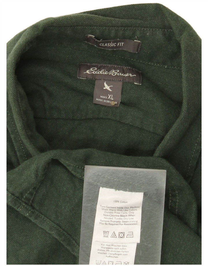 EDDIE BAUER Camisa masculina de flanela clássica XL algodão verde