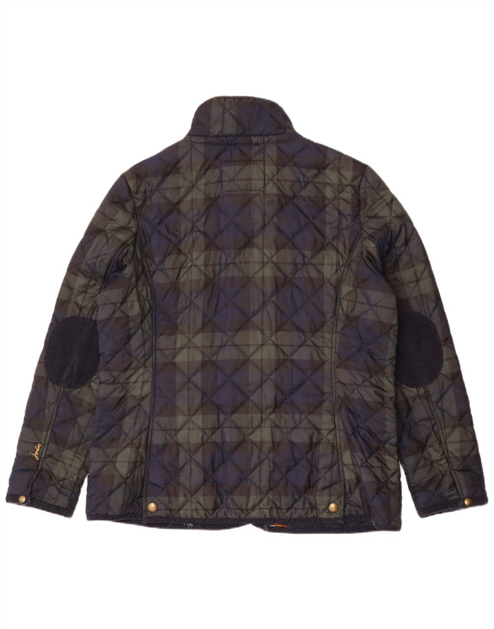 Jaqueta acolchoada feminina Joules UK 18 XL poliéster xadrez azul marinho