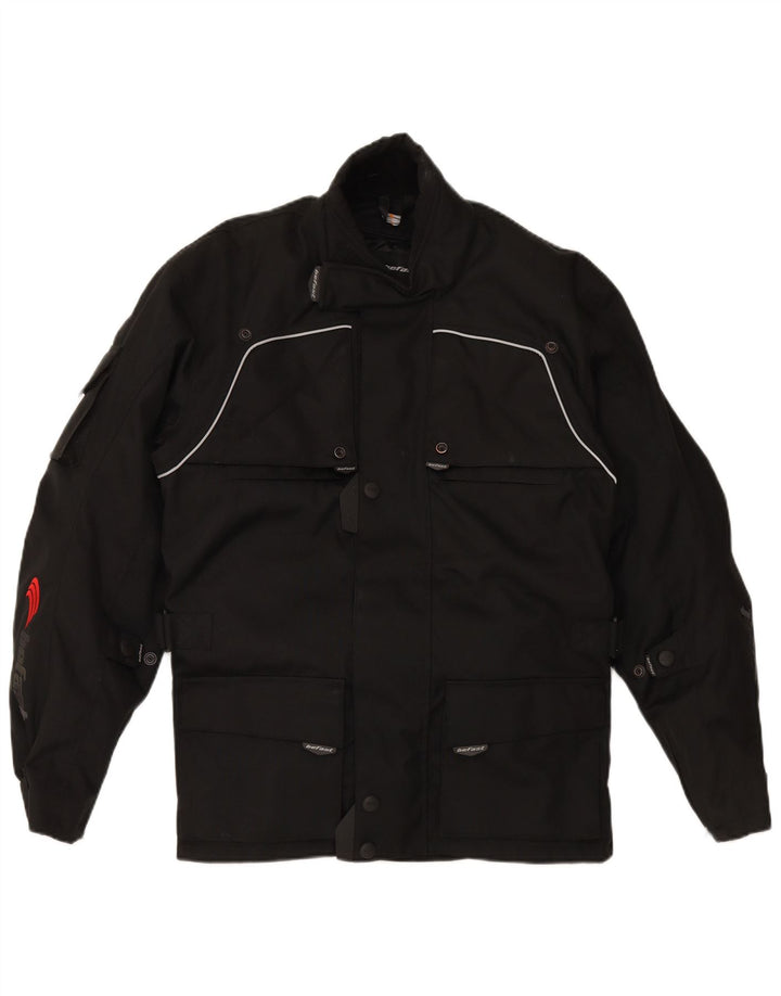 BEFAST Mens Moto Racer Jacket UK 38 Medium Black Nylon