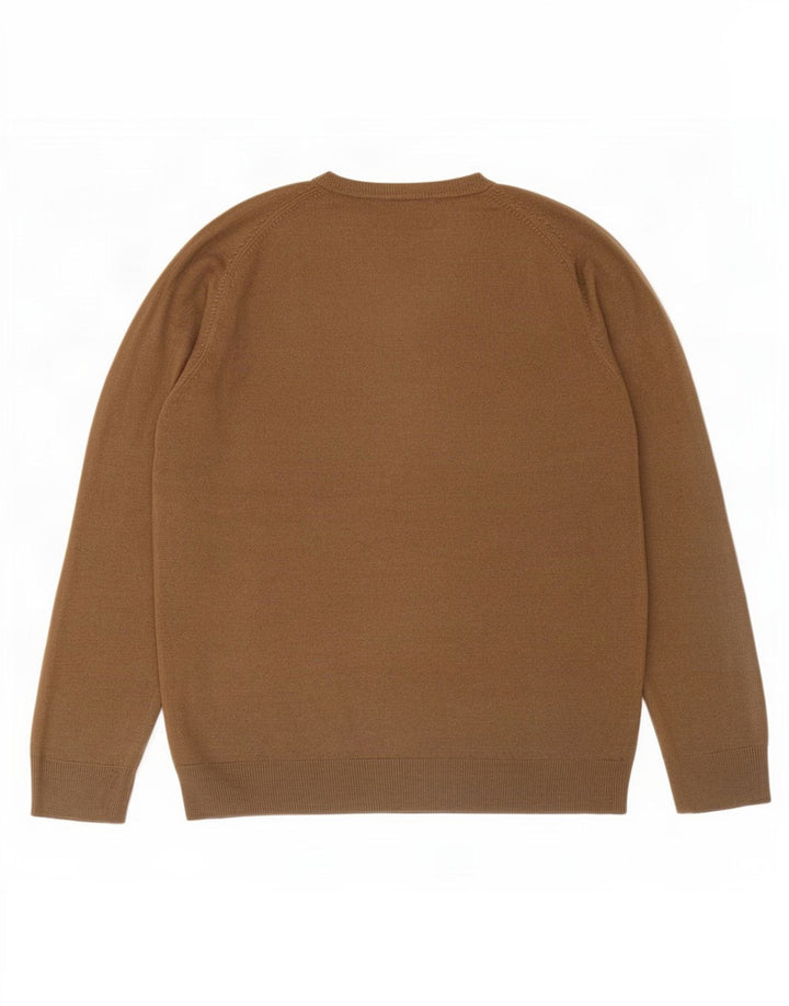 Suéter masculino Marks & Spencer Blue Harbor com decote em V marrom médio