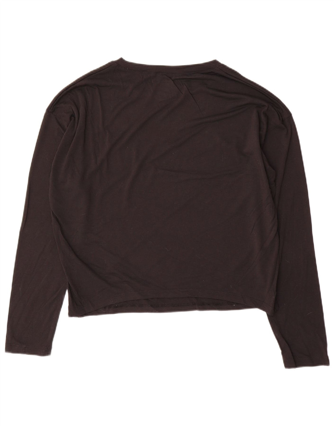 REEBOK Crop Top Feminino Manga Longa UK 12/14 Médio Preto Poliéster