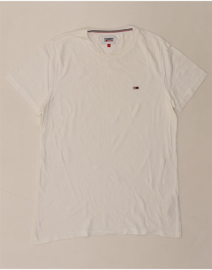 TOMMY HILFIGER Mens T-Shirt Top Medium Off White Cotton Vintage Tommy Hilfiger and Second-Hand Tommy Hilfiger from Messina Hembry 