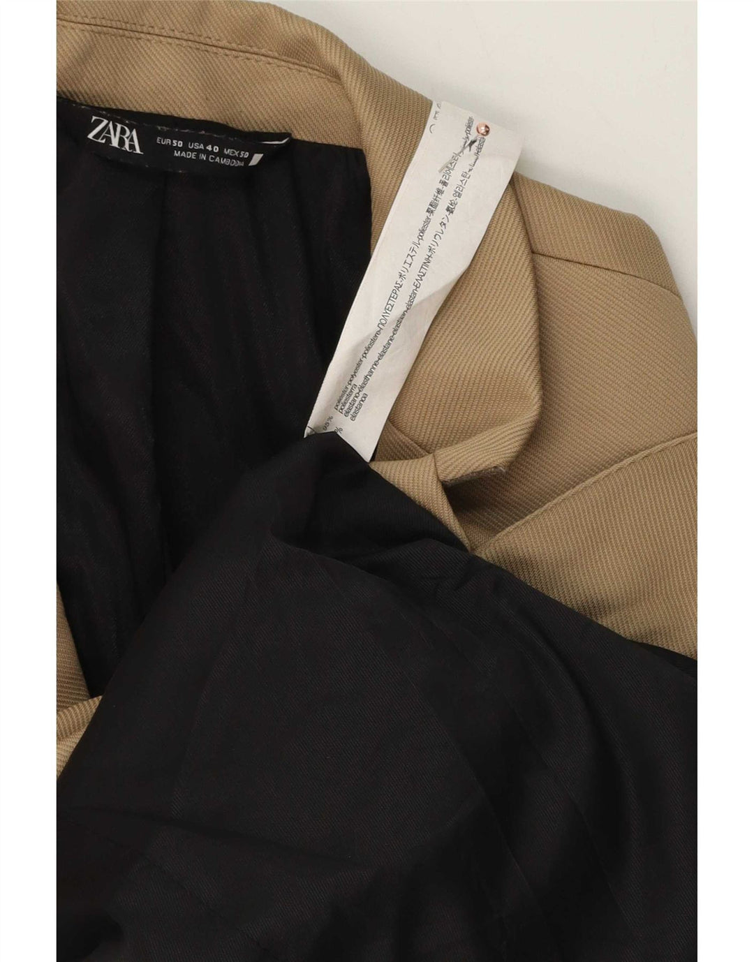 Jaqueta blazer masculina Zara com 1 botão EU 50 poliéster bege médio