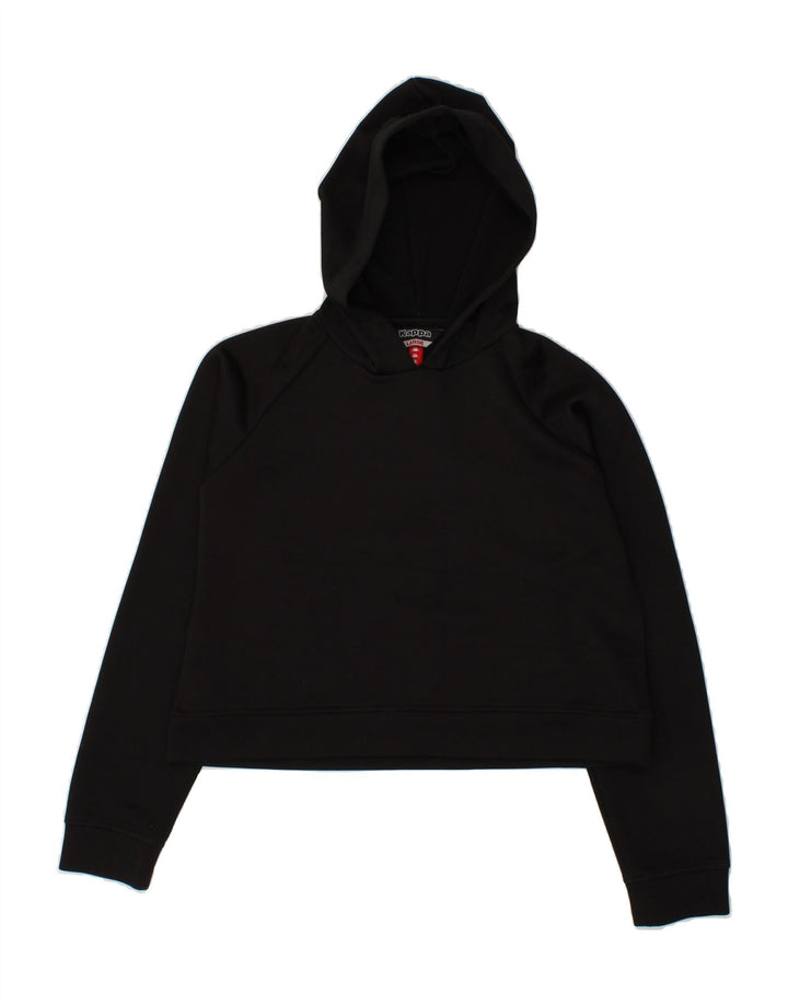 KAPPA Womens Crop Hoodie Jumper UK 14 Large Black Vintage Kappa and Second-Hand Kappa from Messina Hembry 