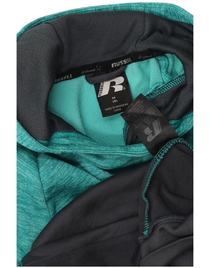 Suéter com capuz RUSSELL ATLÉTICO para meninos 7-8 anos verde médio colorblock