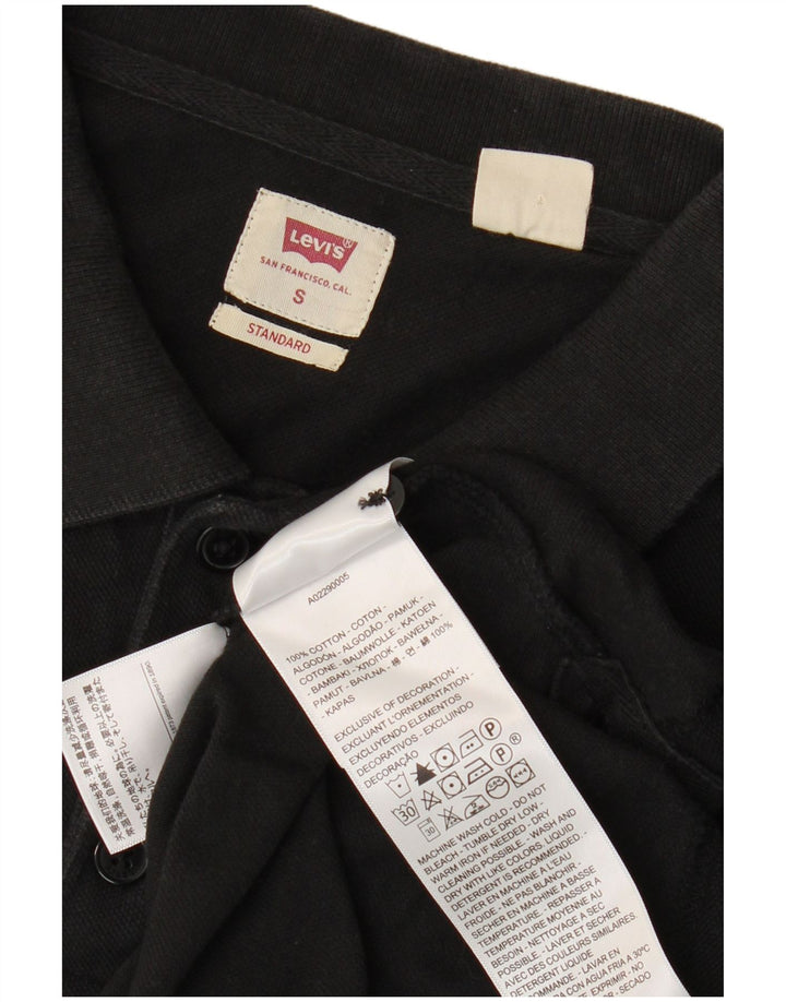 Camisa polo masculina padrão Levi's pequena preta de algodão