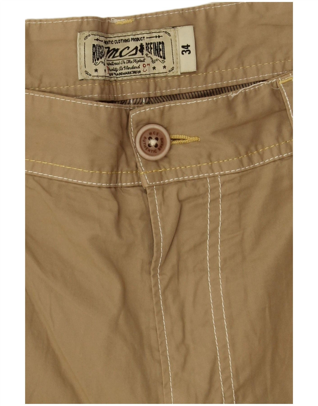 Shorts casuais masculinos Marlboro Classics W34 grande algodão bege