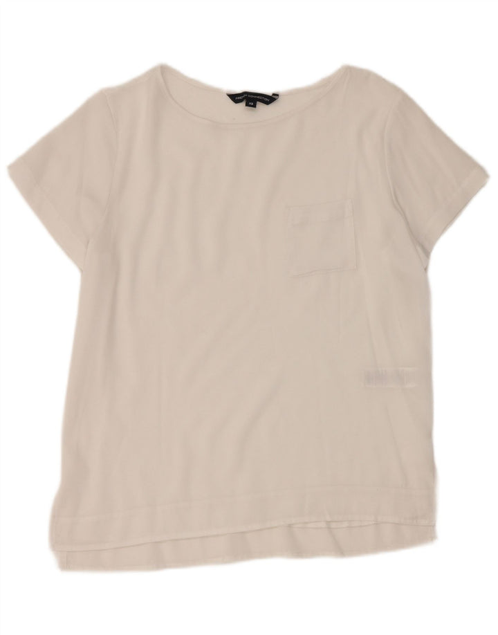 French Connection Mulheres Ver Através Top UK 6 XS Poliéster Branco