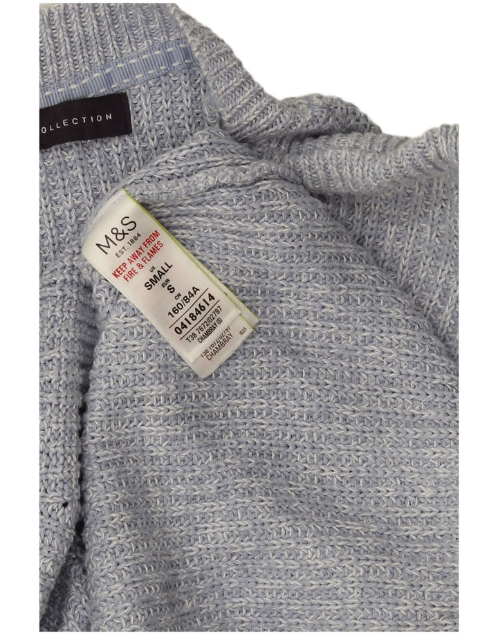 Suéter feminino Marks & Spencer grande com gola canoa Reino Unido 10 pequeno azul