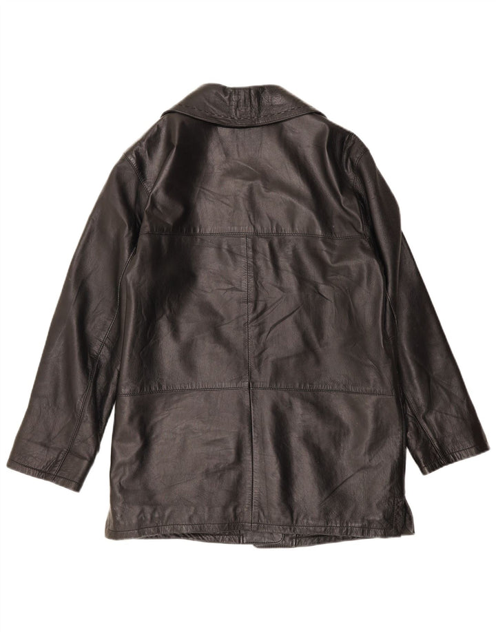 Jaqueta de couro feminina vintage IT 44 couro preto médio