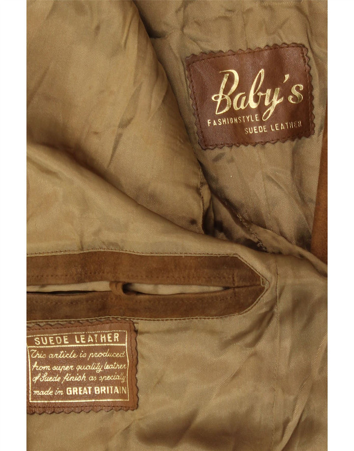 Jaqueta blazer masculina vintage de camurça com 3 botões Reino Unido 38 camurça marrom média