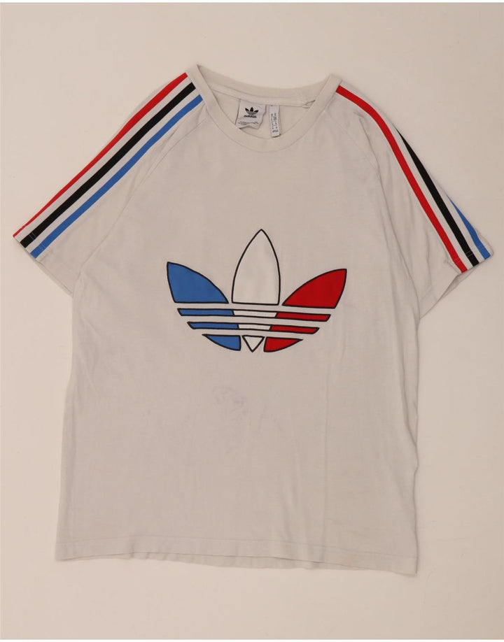 Adidas Mens Graphic T-Shirt Top Médio Algodão Branco