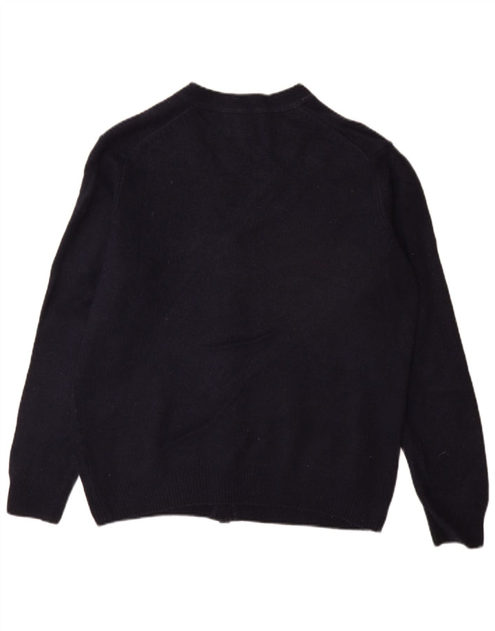 Suéter cardigã masculino Marks & Spencer médio azul marinho lã de cordeiro