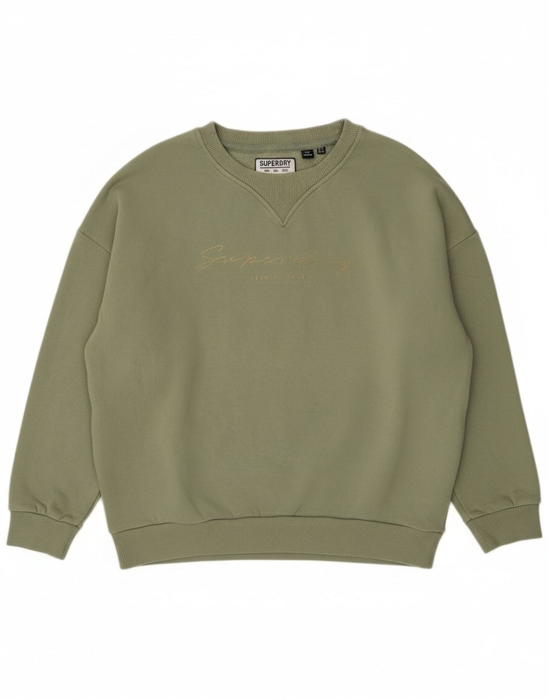 Superdry feminino gráfico oversized moletom jumper UK 8 pequeno algodão verde