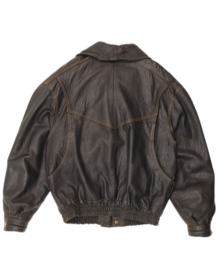 Jaqueta de couro masculina vintage UK 38 marrom médio