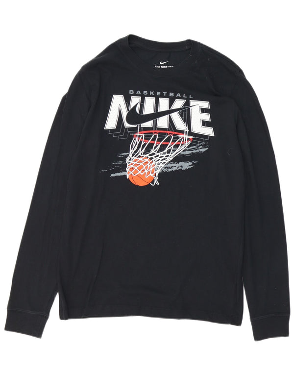 Top gráfico de basquete masculino Nike manga comprida azul marinho médio
