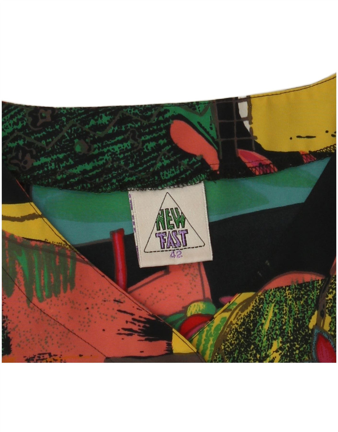 Blusa feminina com padrão abstrato NOVA FAST Top EU 42 grande poliéster preto