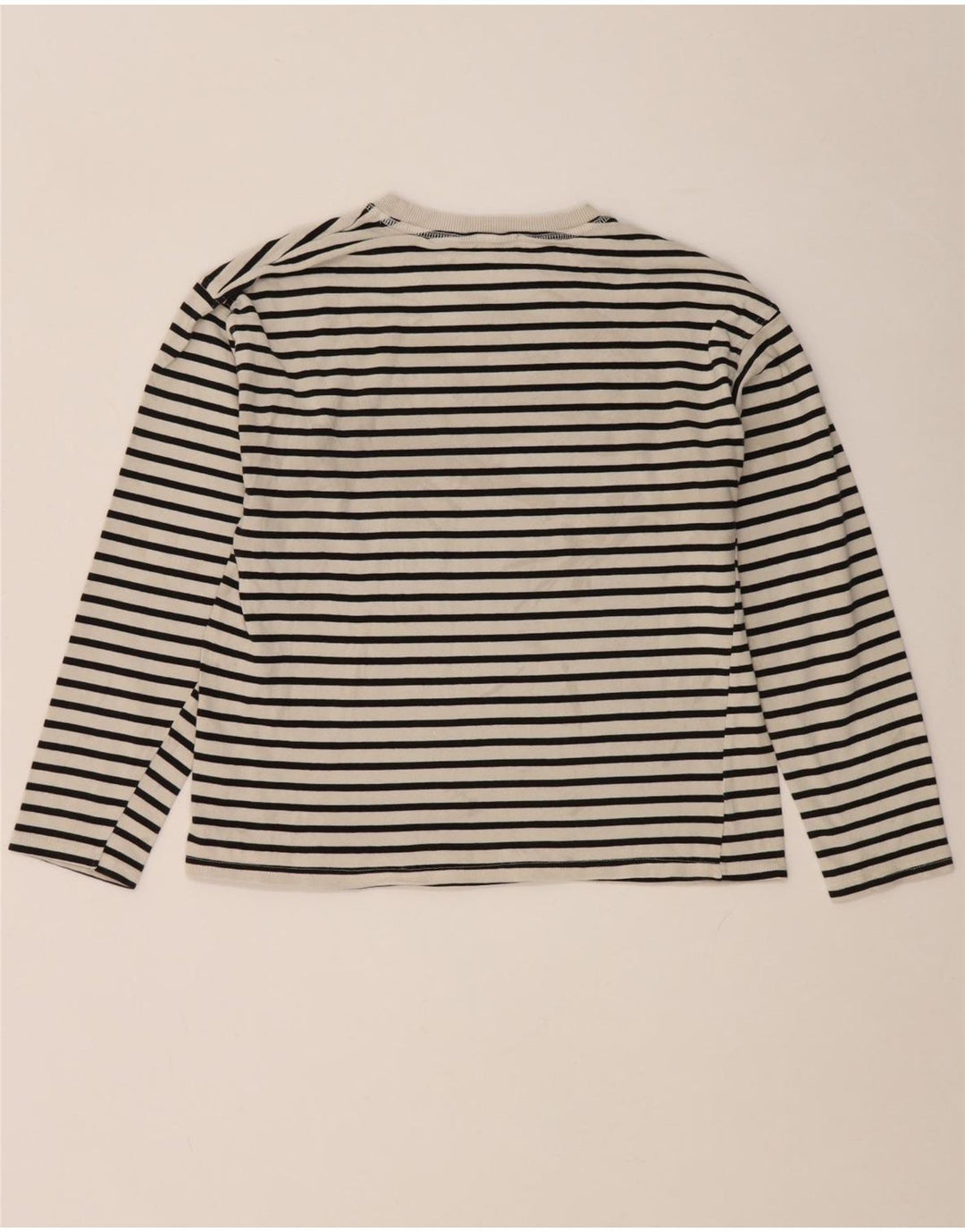 Top feminino Zara de manga comprida UK 10 listrado branco pequeno