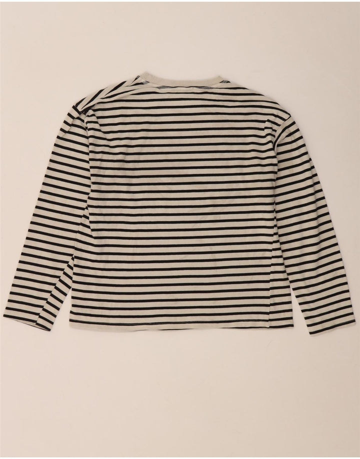 Top feminino Zara de manga comprida UK 10 listrado branco pequeno