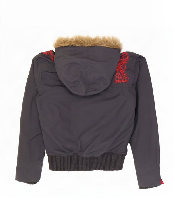 Superdry Womens The Windbomber Hooded Oversized Bomber Jacket UK 6 XS Grey