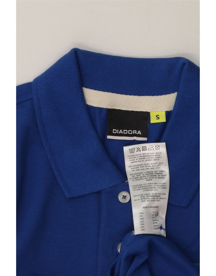 Camisa polo masculina Diadora pequena azul algodão