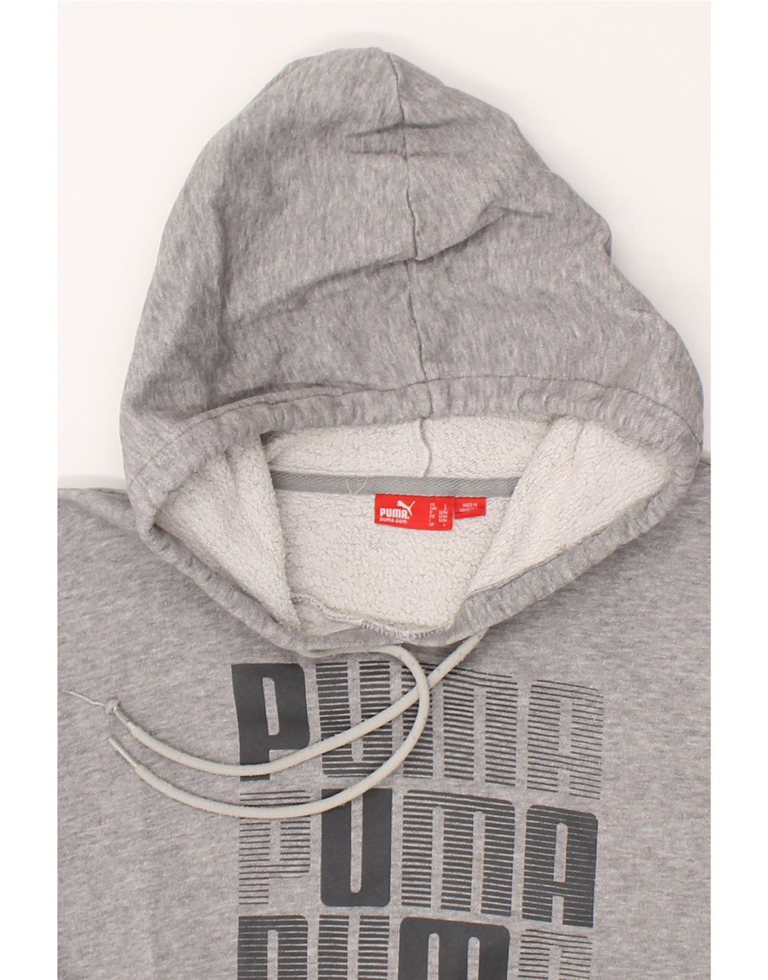 PUMA Mens Graphic Hoodie Jumper Large Grey Cotton Vintage Puma and Second-Hand Puma from Messina Hembry 