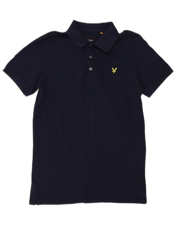 Camisa polo masculina Lyle & Scott pequena azul marinho algodão