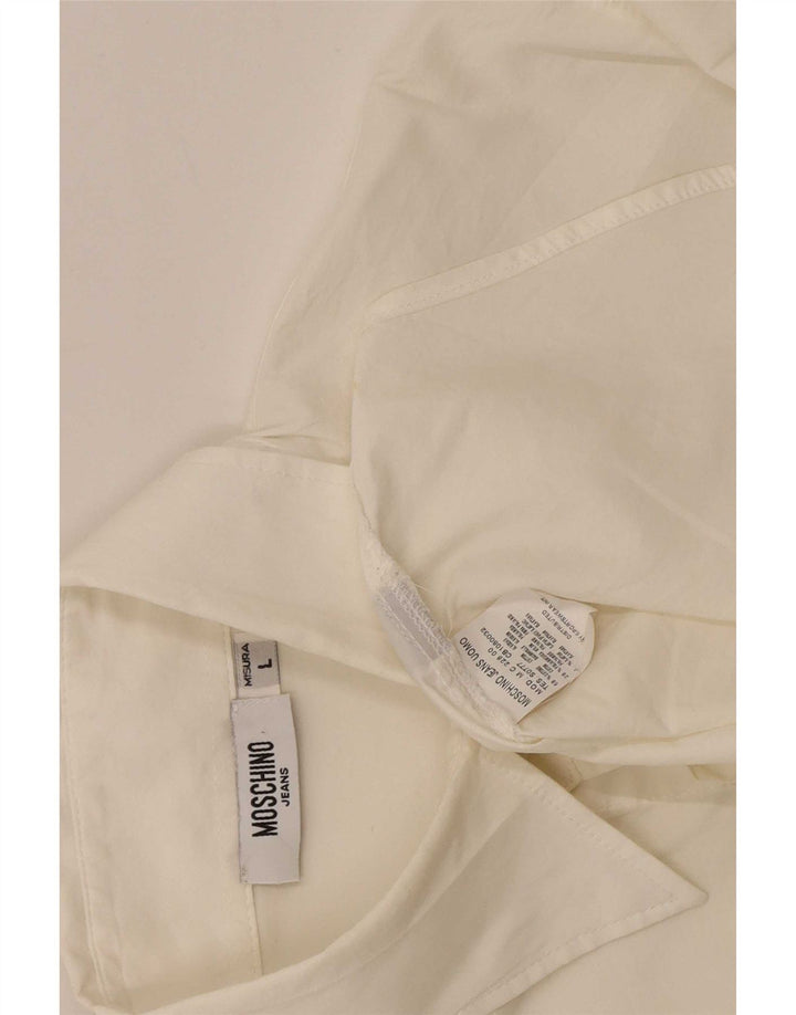 Camisa masculina Moschino grande algodão branco